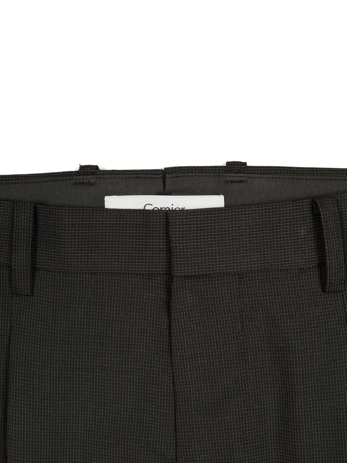 Super130's WOOL/SILK RETRO CHECK SLACKS｜DARK BROWN