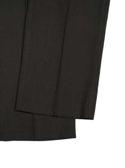 Super130's WOOL/SILK RETRO CHECK SLACKS｜DARK BROWN