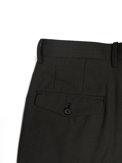 Super130's WOOL/SILK RETRO CHECK SLACKS｜DARK BROWN