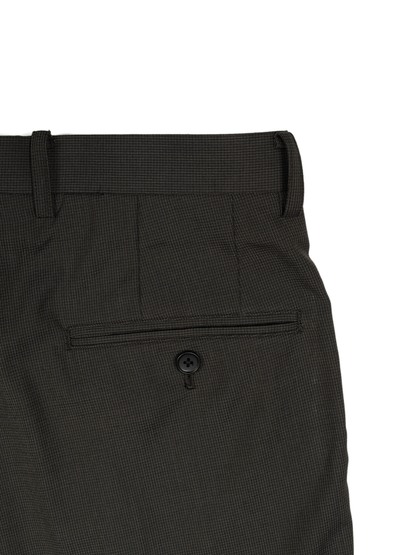 Super130's WOOL/SILK RETRO CHECK SLACKS｜DARK BROWN