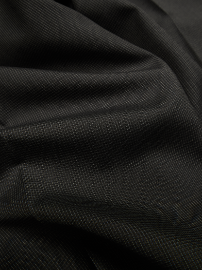 Super130's WOOL/SILK RETRO CHECK SLACKS｜DARK BROWN