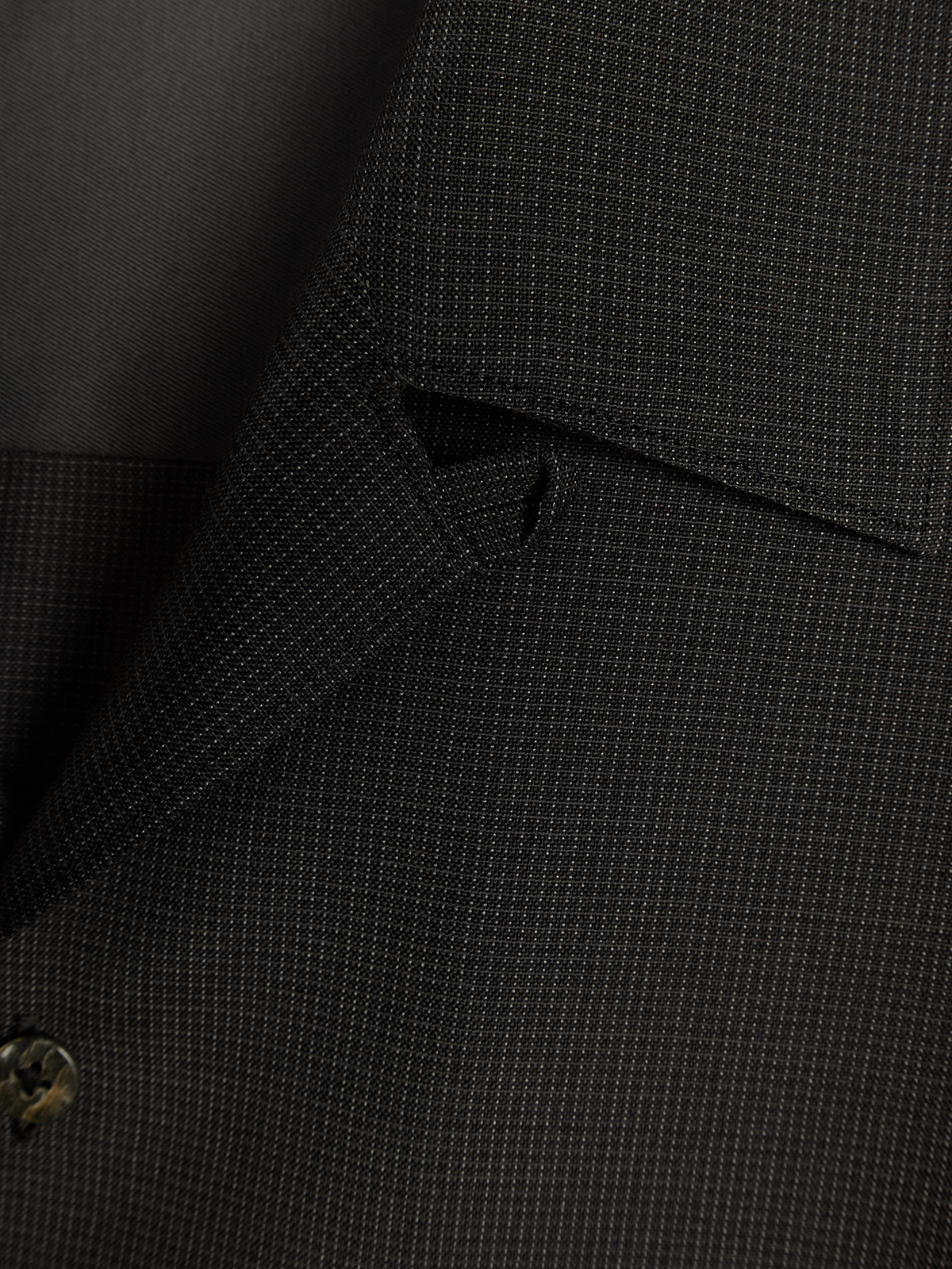 Super130's WOOL/SILK RETRO CHECK OPEN COLLAR SHIRTS｜DARK BROWN