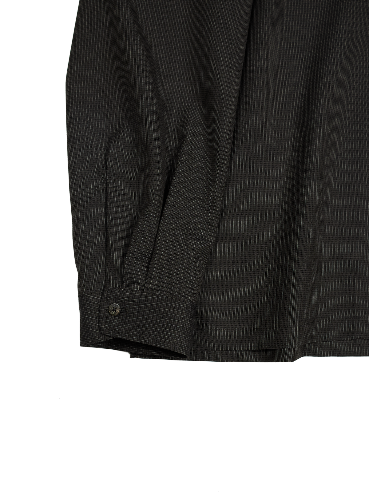 Super130's WOOL/SILK RETRO CHECK OPEN COLLAR SHIRTS｜DARK BROWN