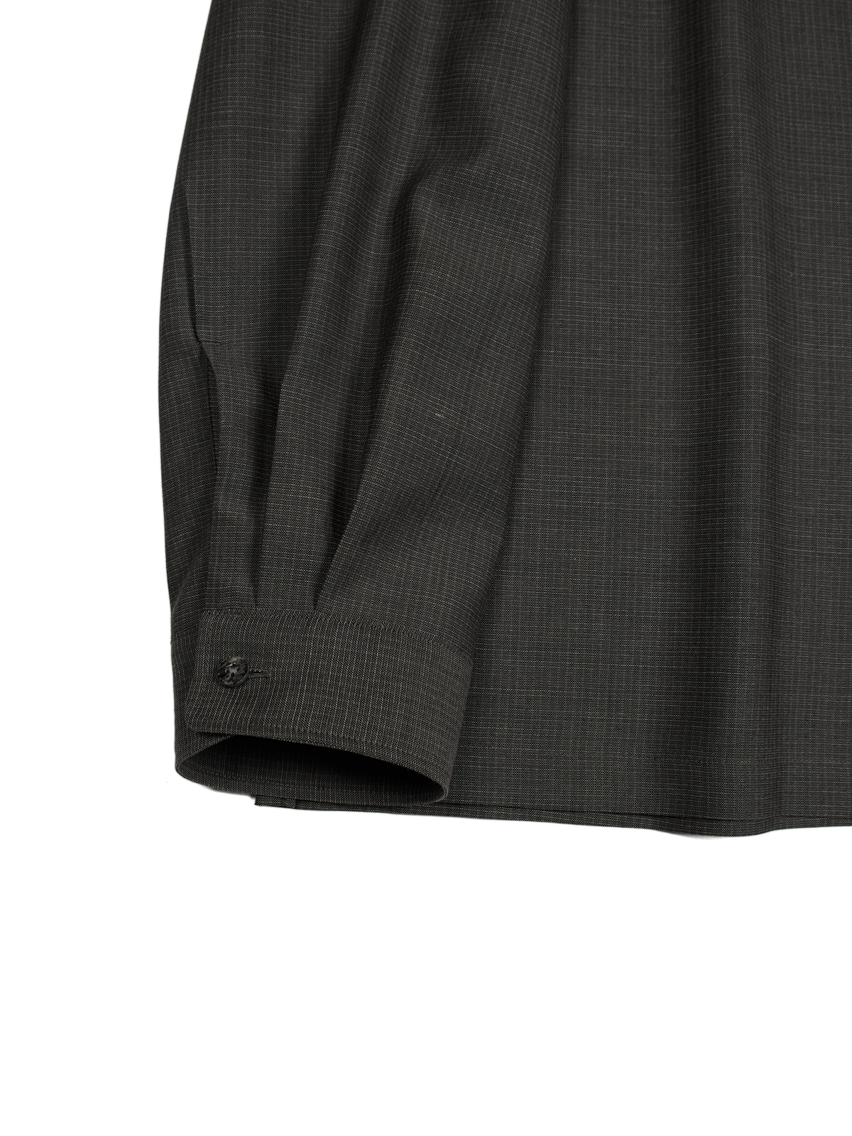 Super130's WOOL/SILK RETRO CHECK OPEN COLLAR SHIRTS｜GREIGE