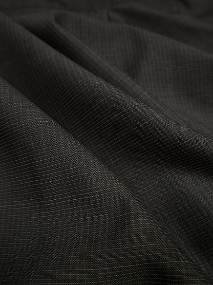 Super130's WOOL/SILK RETRO CHECK OPEN COLLAR SHIRTS｜GREIGE