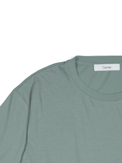 SUPIMA COTTON HIGH TWISTED JERSEY T-SHIRTS｜FOG GREEN