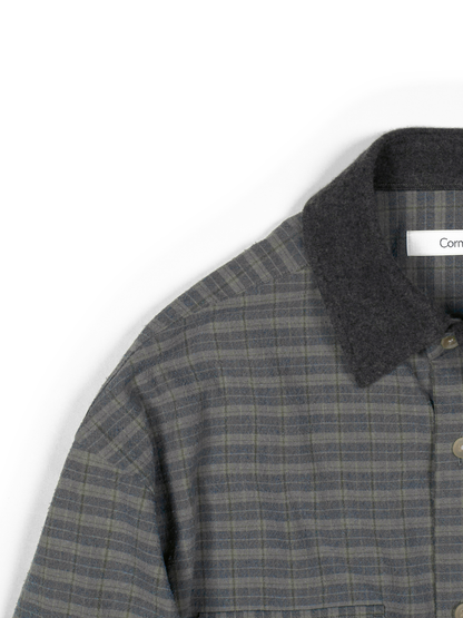 SILK/COTTON VINTAGE CHECK SHIRTS｜GRAY CHECK