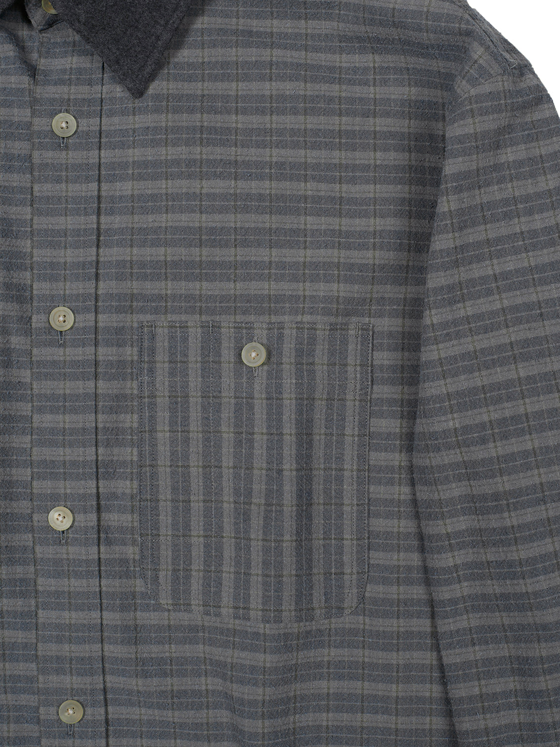 SILK/COTTON VINTAGE CHECK SHIRTS｜GRAY CHECK