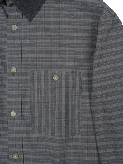 SILK/COTTON VINTAGE CHECK SHIRTS｜GRAY CHECK
