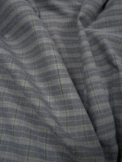 SILK/COTTON VINTAGE CHECK SHIRTS｜GRAY CHECK
