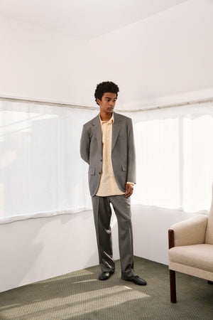 Super140's WOOL/KID MOHAIR HERRINGBONE JACKET｜GRAY