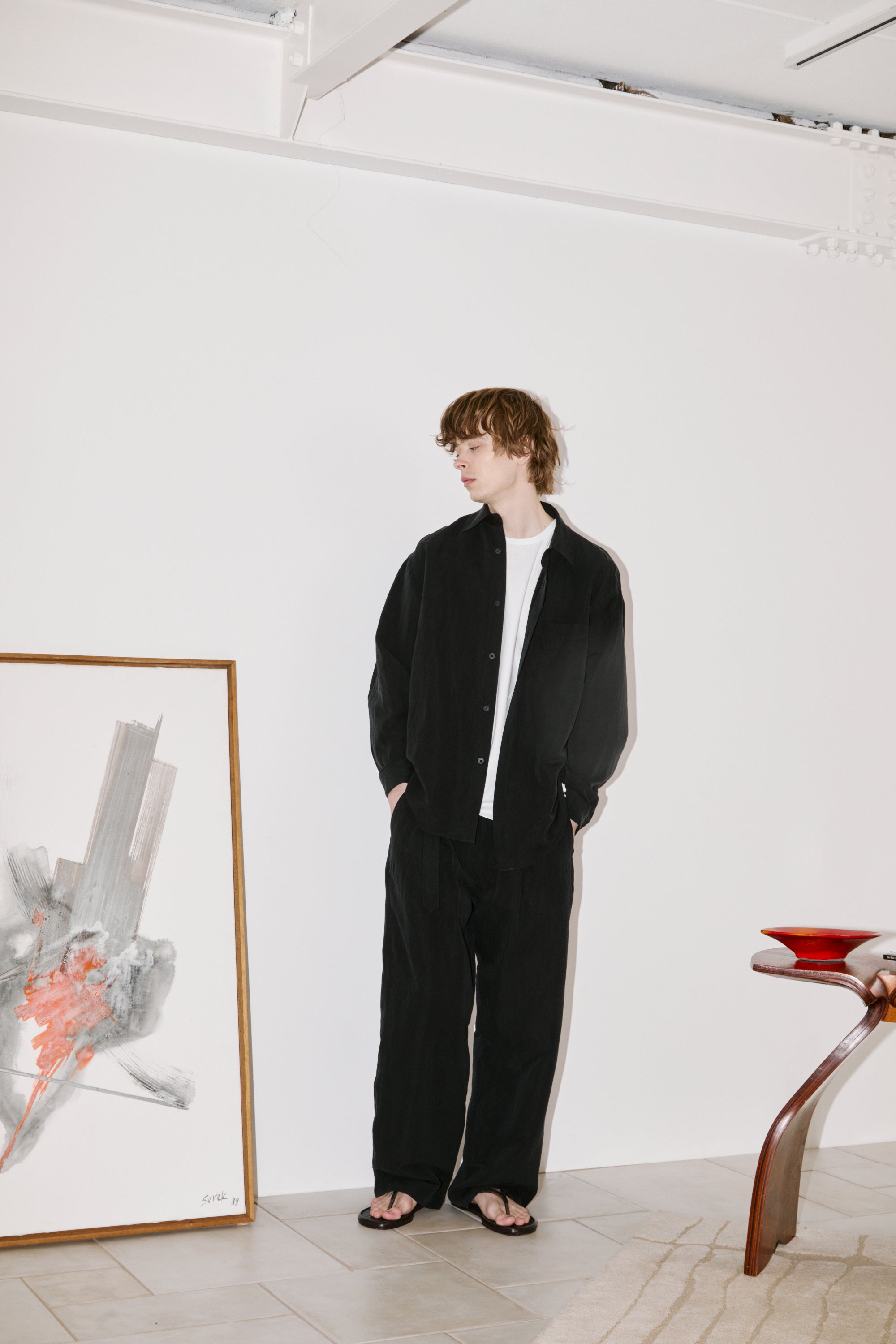 SILK/LINEN FADED GABARDINE SHIRTS｜HAZE GRAY – Cornier