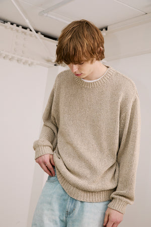 SILK HEAVY SWEATER｜SAND BEIGE