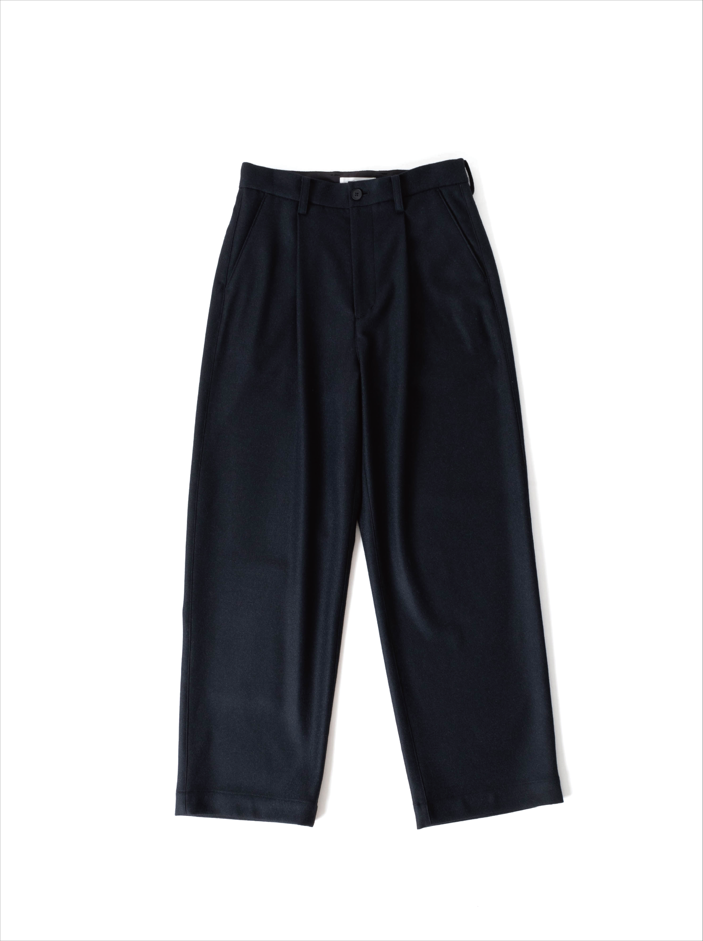 WOOL/CASHMERE COLLEGE FLANNEL WIDE PANTS｜BLACK