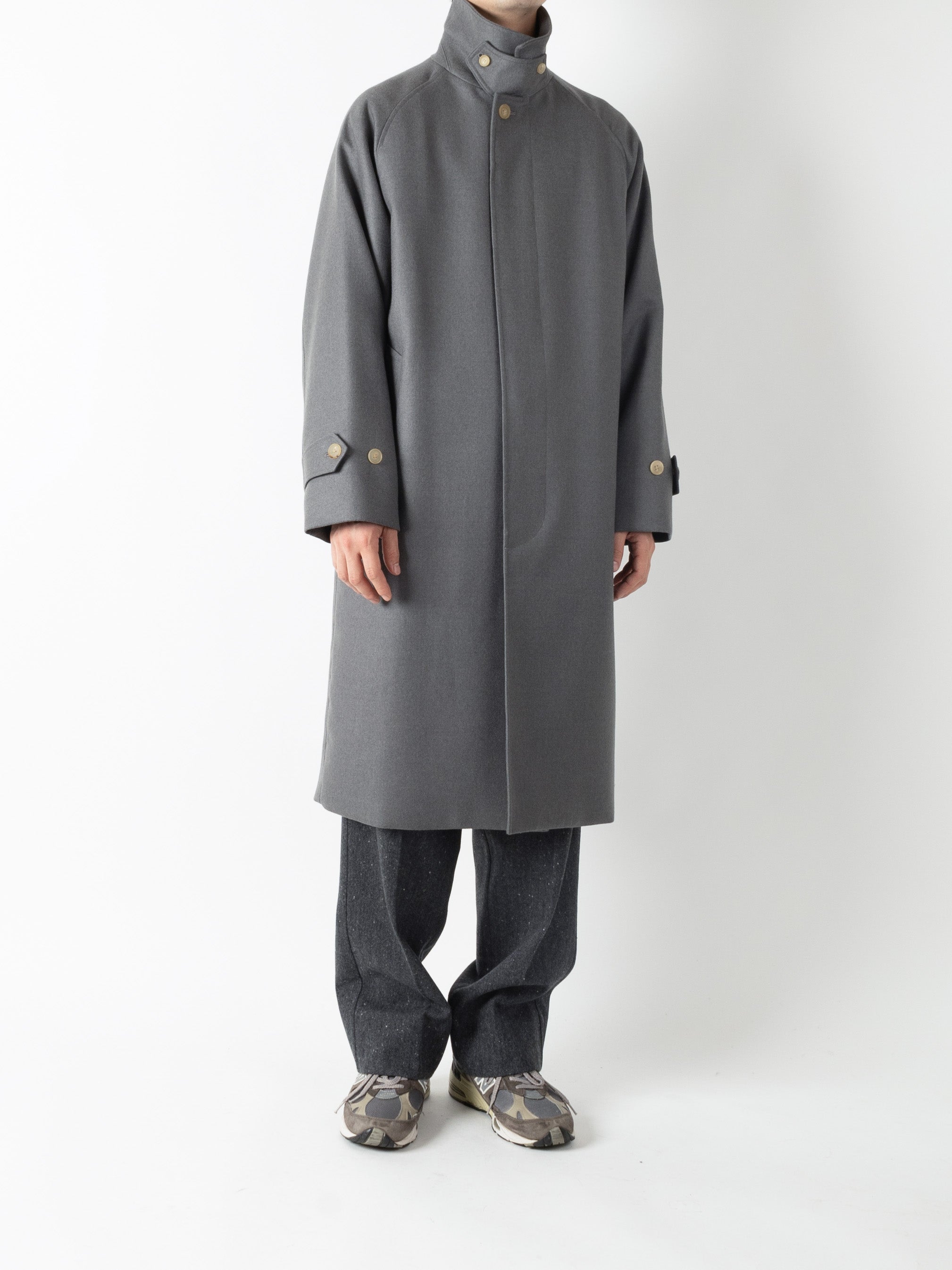 Super130's WOOL DOUBLE CLOTH BALMACAAN COAT｜LIGHT GRAY