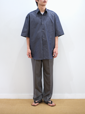 Super140's WOOL/KID MOHAIR HERRINGBONE SLACKS｜GRAY