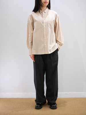 FINX COTTON LIGHT CORD LANE STRIPE SHIRTS for WOMEN｜YELLOW STRIPE