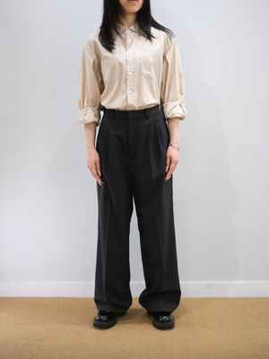 Super130's WORSTED WOOL TROPICAL SLACKS for WOMEN｜LIGHT GRAY