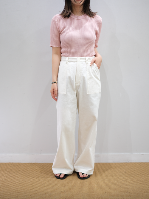 HIGH-TWIST SILK RIB KNIT PULLOVER｜PINK