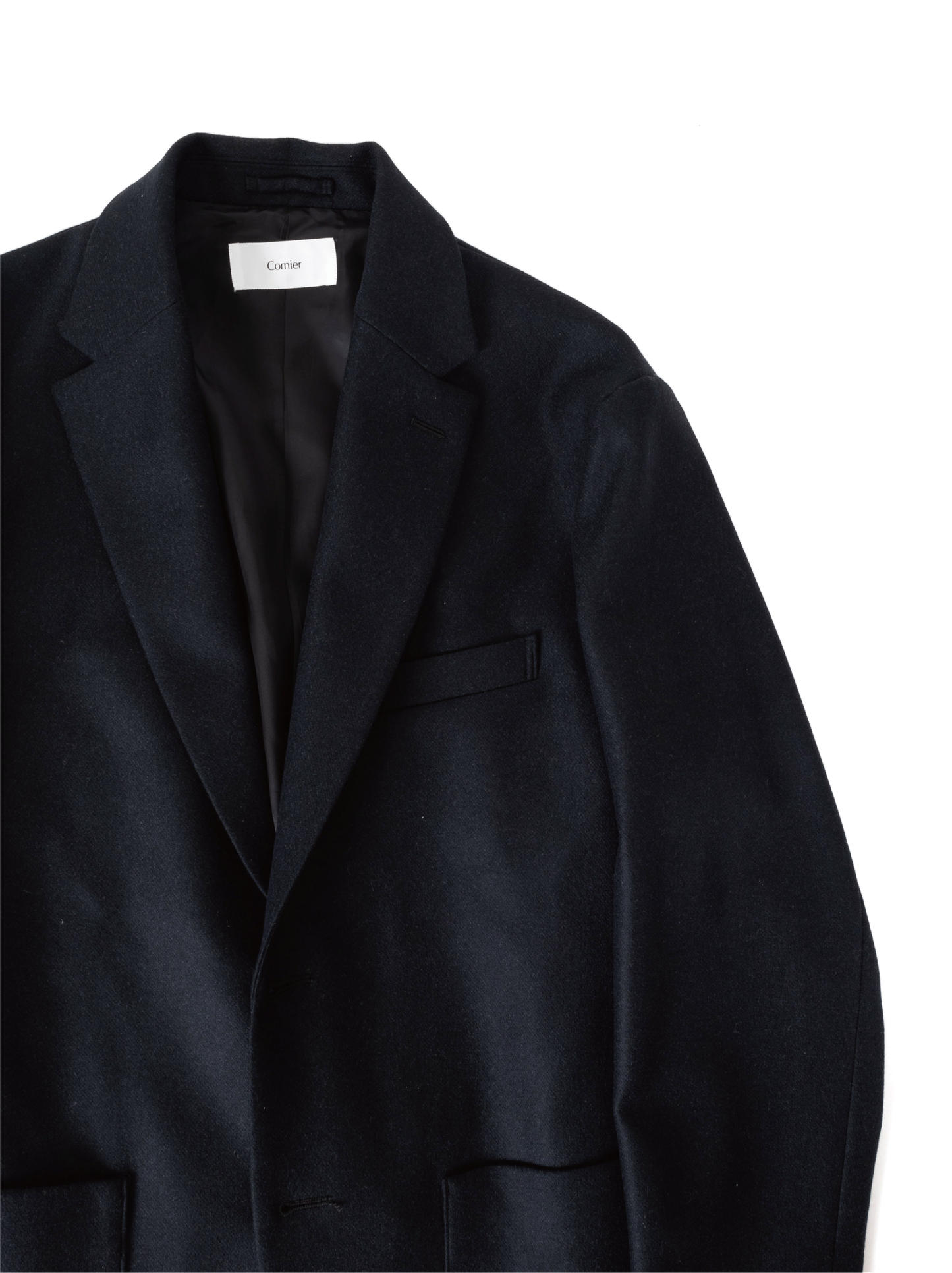 WOOL/CASHMERE COLLEGE FLANNEL TAILORED JACKET｜BLACK