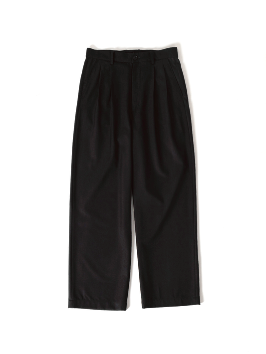 RANDOM DYED Super130's WORSTED WOOL PANTS｜UNEVEN BLACK