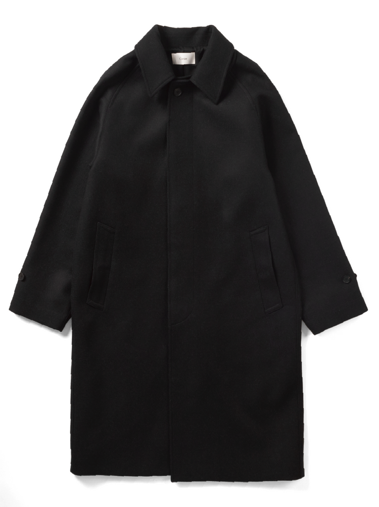 Super130's WOOL DOUBLE CLOTH BALMACAAN COAT｜TOP BLACK