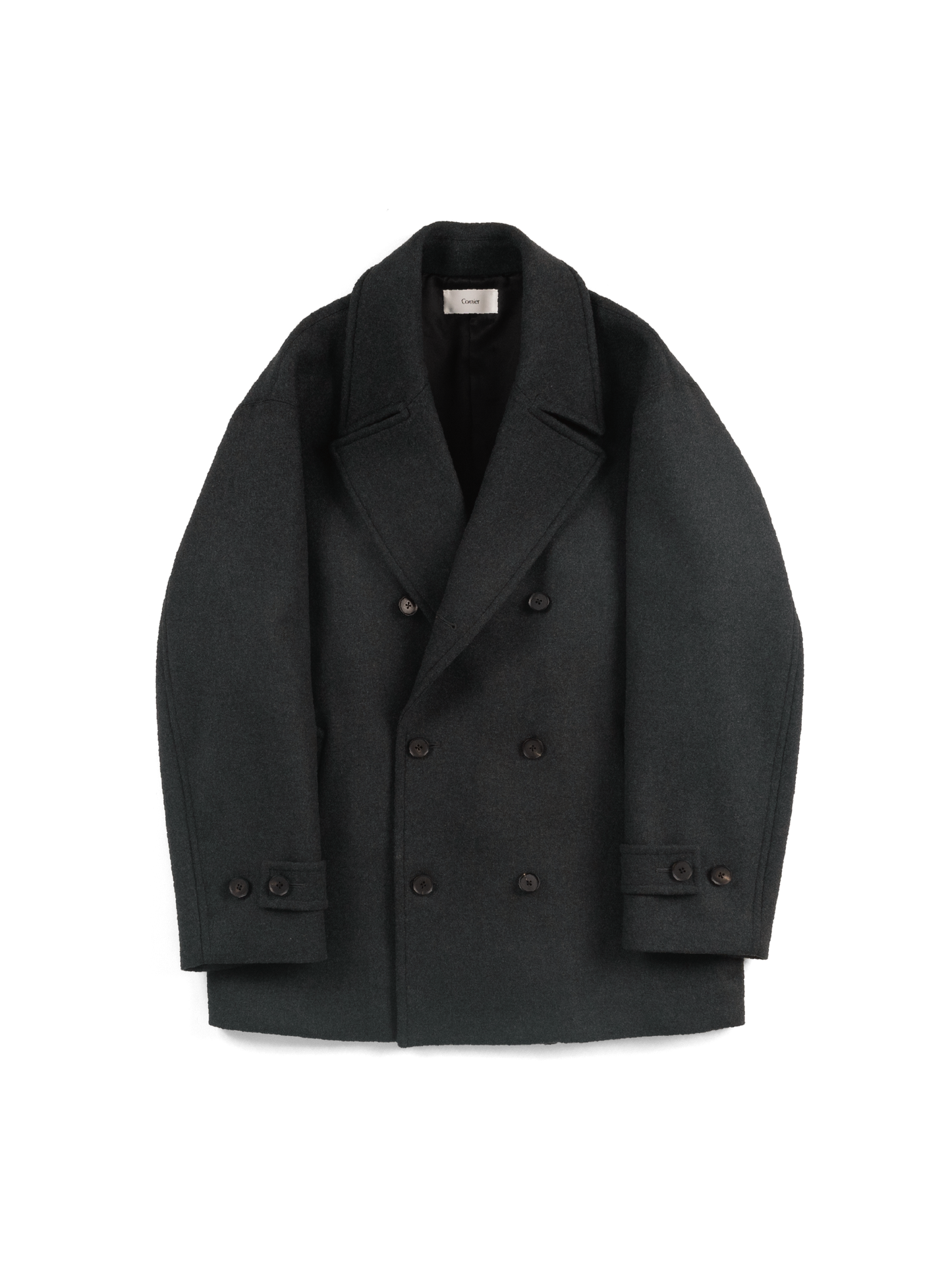 Super160's WOOL DOUBLE CLOTH PEA COAT｜TOP GRAY