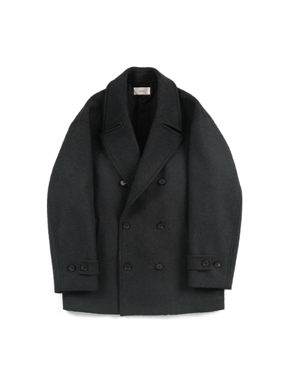 Super160’s WOOL DOUBLE CLOTH PEA COAT｜TOP GRAY