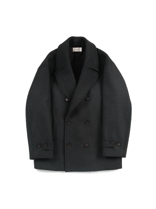 Super160’ s WOOL DOUBLE CLOTH PEA COAT｜TOP GRAY