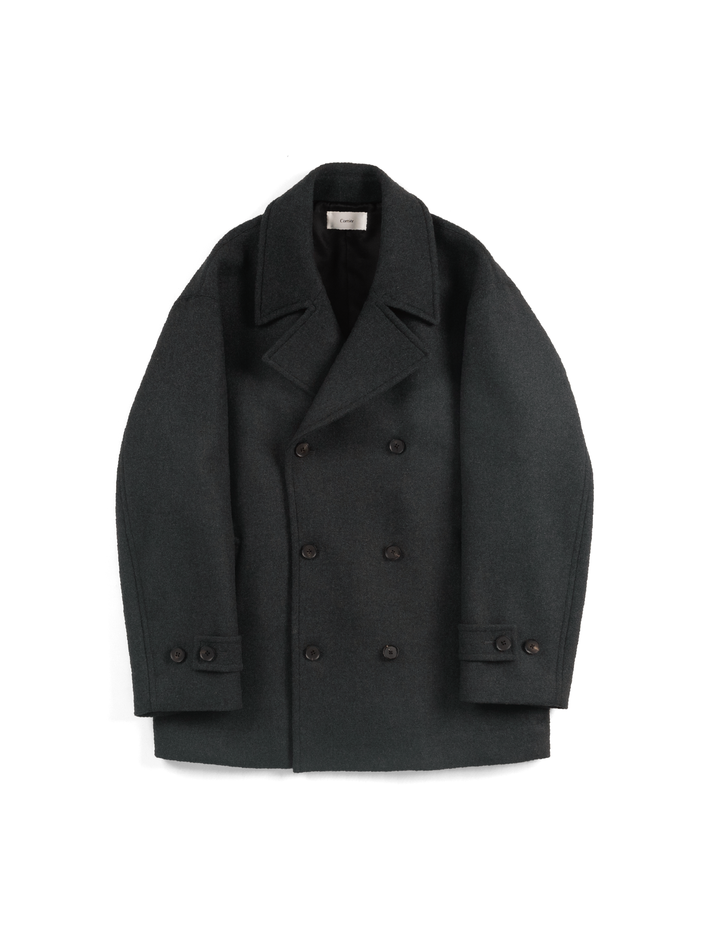 Super160’s WOOL DOUBLE CLOTH PEA COAT｜TOP GRAY