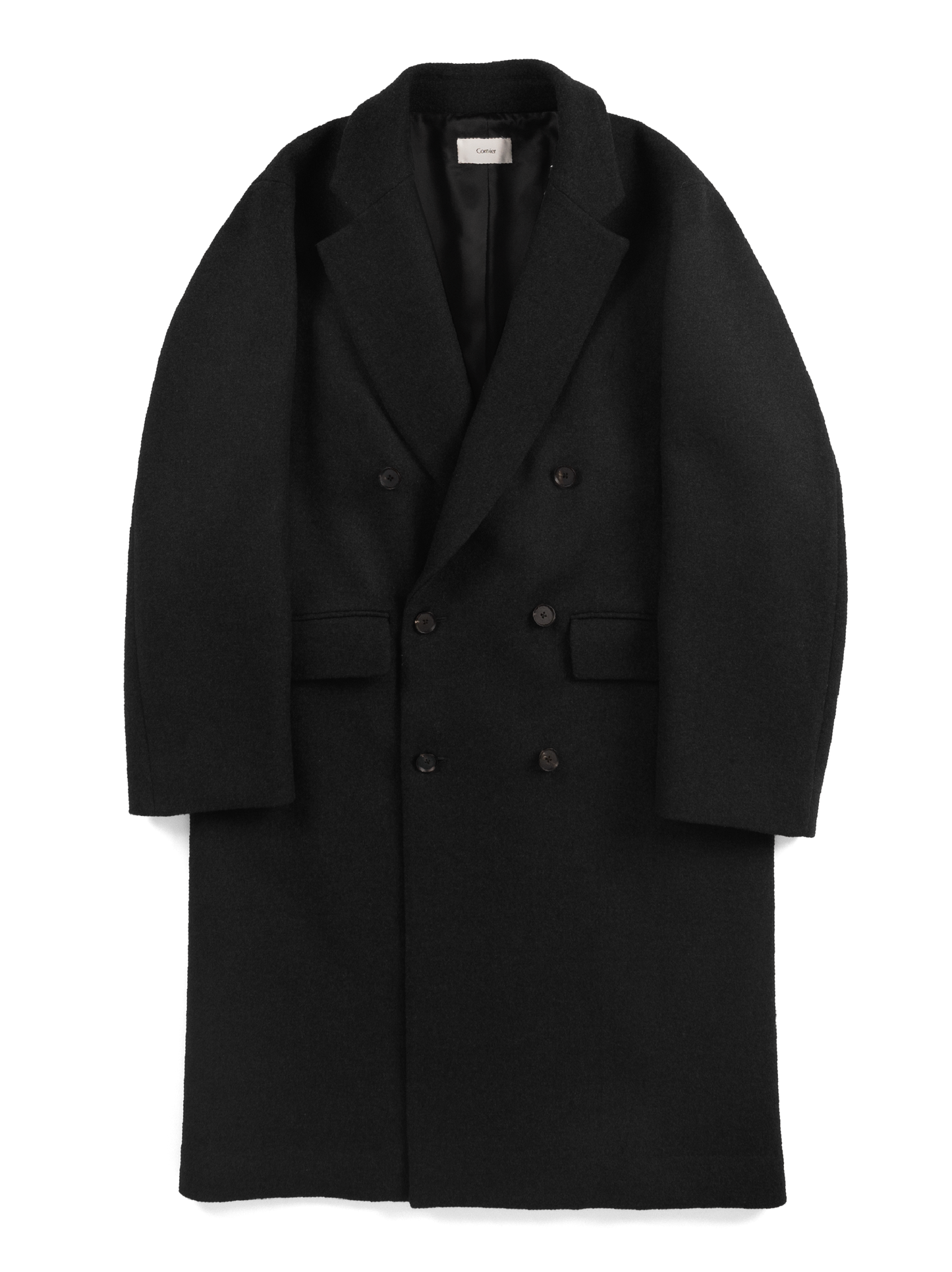 Super160’ s WOOL DOUBLE BREASTED LONG COAT｜TOP BLACK