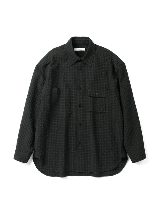 Super130's WOOL/COTTON SHRINK GACHA-POKE SHIRTS｜BLACK CHECK