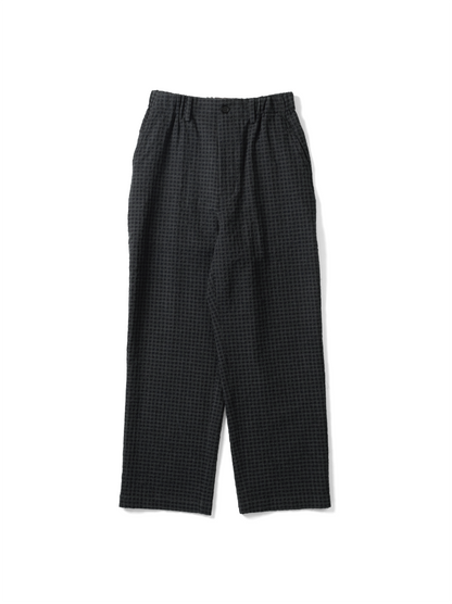 Super130's WOOL/COTTON SHRINK EASY PANTS｜NAVY CHECK