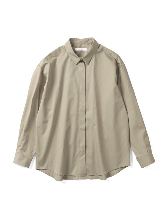 FINX COTTON TWILL FLY FRONT SHIRTS for WOMEN｜DESERT