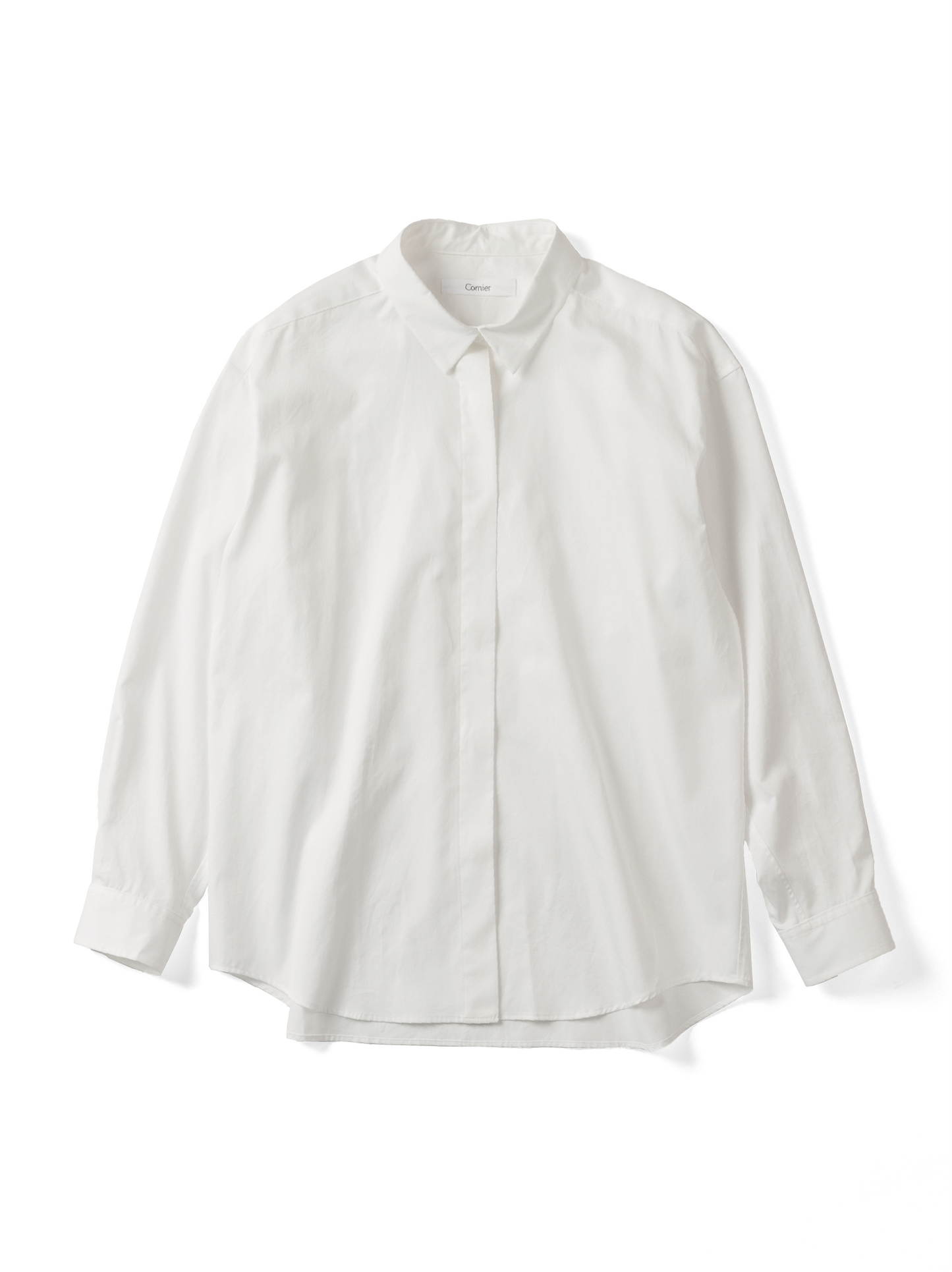 FINX COTTON TWILL FLY FRONT SHIRTS for WOMEN｜WHITE