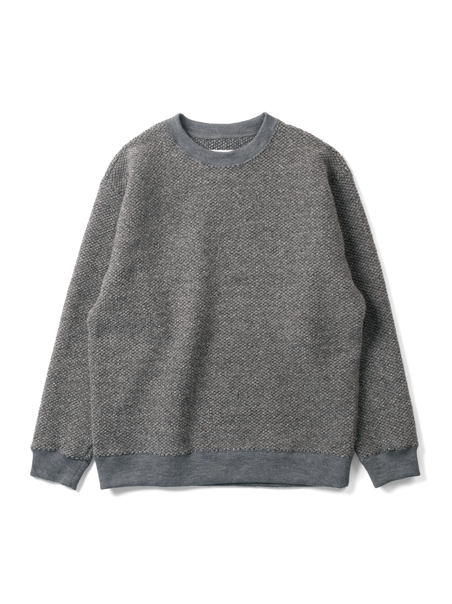 BRITISH WOOL MIX HEAVY INLAY SWEAT SHIRTS｜GREIGE