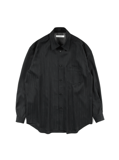 Super130's RESISTED YARN DYED WOOL GABARDINE SHIRTS｜BLACK