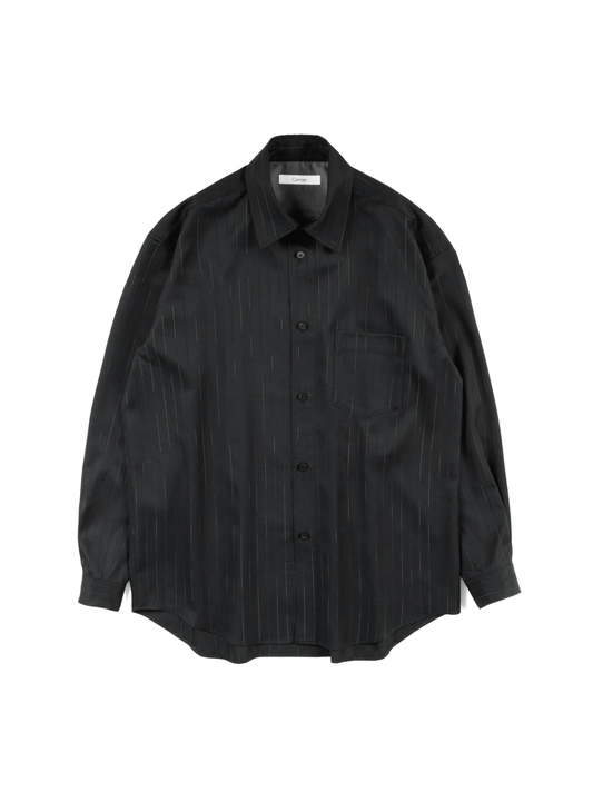 Super130's RESISTED YARN DYED WOOL GABARDINE SHIRTS｜BLACK