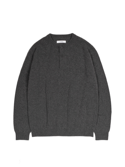 ALASHAN CASHMERE HENLEY NECK SWEATER｜CHARCOAL