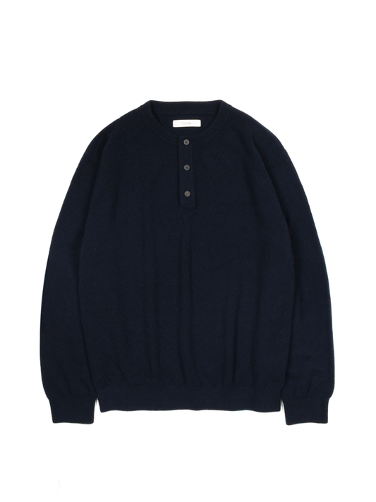 ALASHAN CASHMERE HENLEY NECK SWEATER｜NAVY