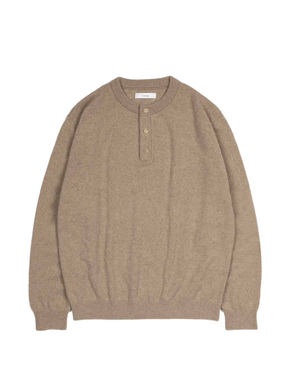 ALASHAN CASHMERE HENLEY NECK SWEATER｜TOP BEIGE