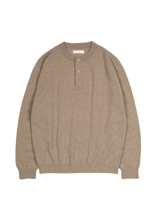 ALASHAN CASHMERE HENLEY NECK SWEATER｜TOP BEIGE