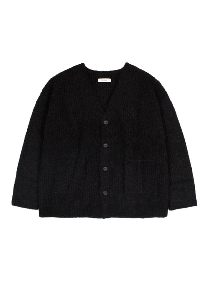 ALPACA/WOOL V-NECK CARDIGAN｜BLACK
