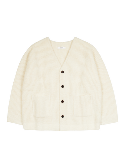ALPACA/WOOL V-NECK CARDIGAN｜WHITE