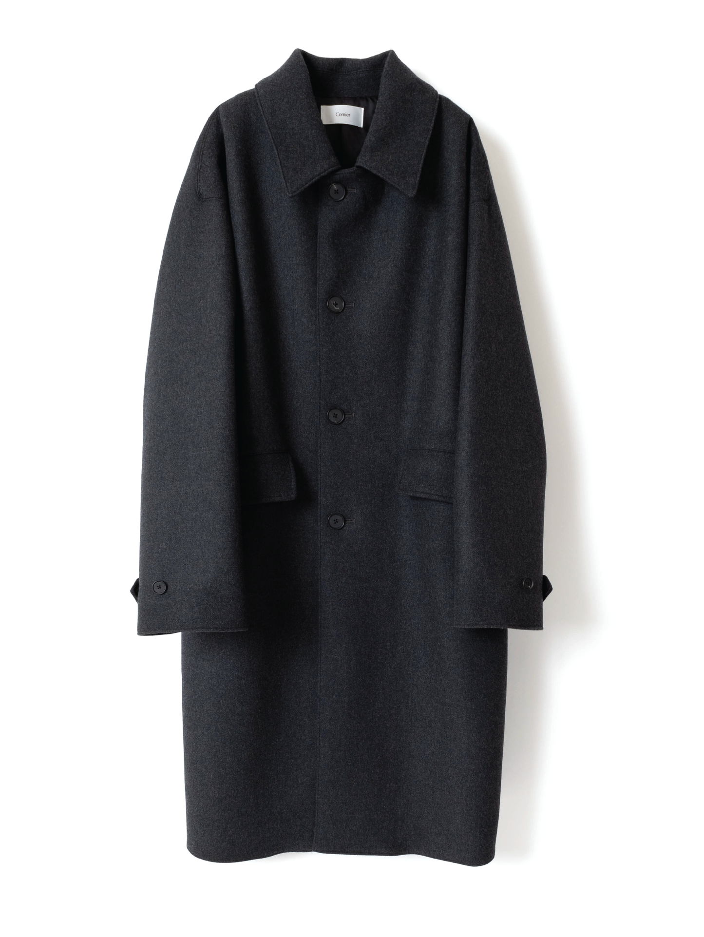 DOUBLE CLOTH Super160’ s WOOL LONG COAT for WOMEN｜TOP GRAY