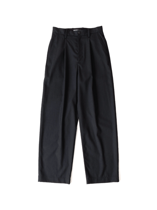 Super130's WORSTED WOOL WIDE PANTS｜TOP CHARCOAL