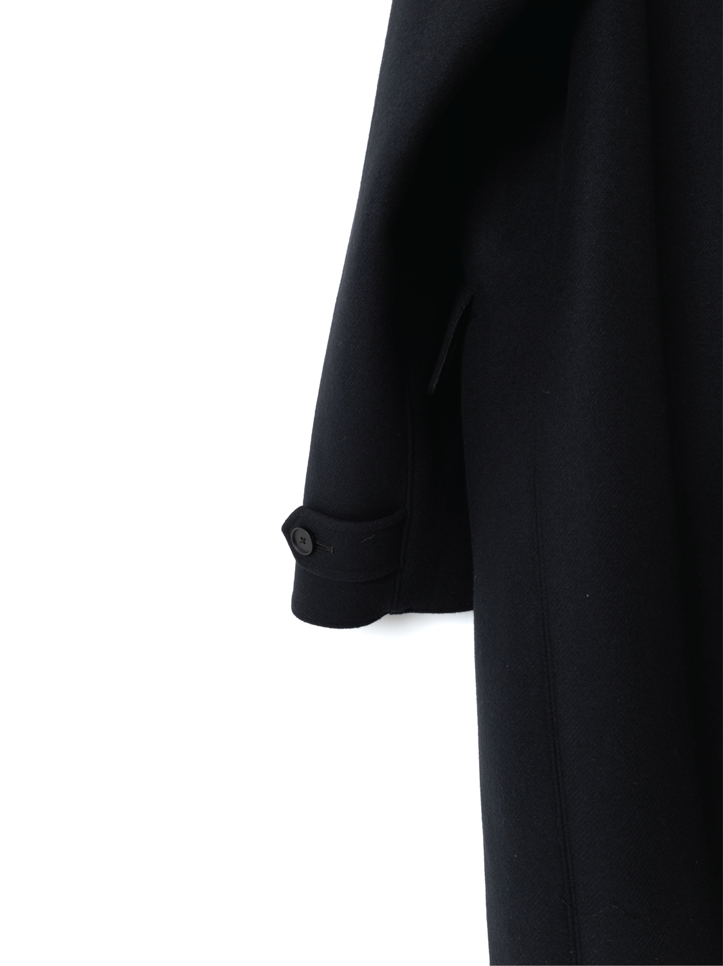 DOUBLE CLOTH Super160’ s WOOL LONG COAT for WOMEN｜BLACK