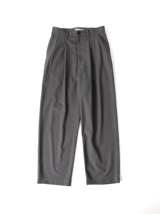 Super130's WORSTED WOOL WIDE PANTS｜TOP GRAY