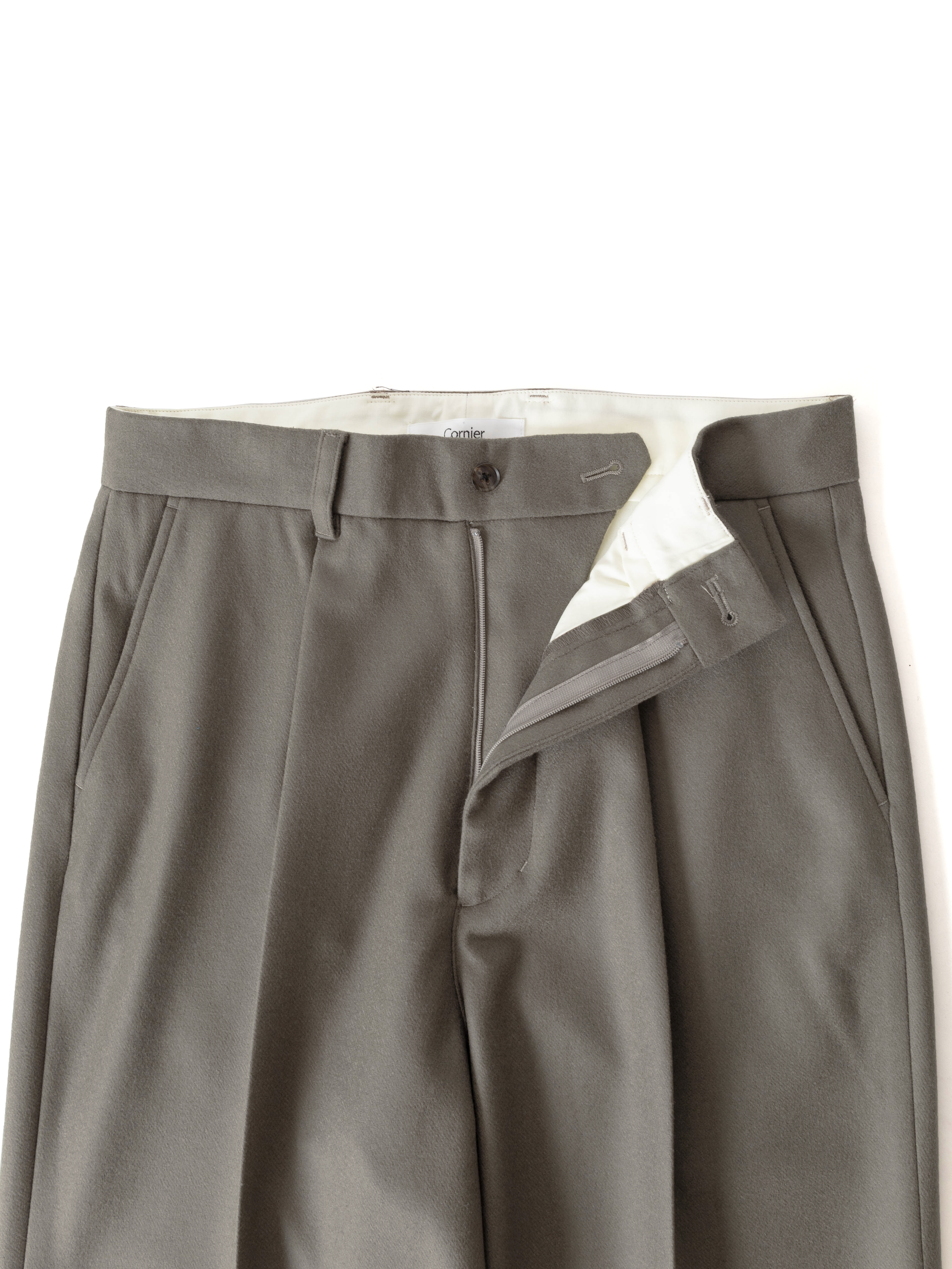 WOOL/CASHMERE COLLEGE FLANNEL PANTS|GREIGE – Cornier WOOL/CASHMERE COLLEGE FLANNEL PANTS|GREIGE – Cornier