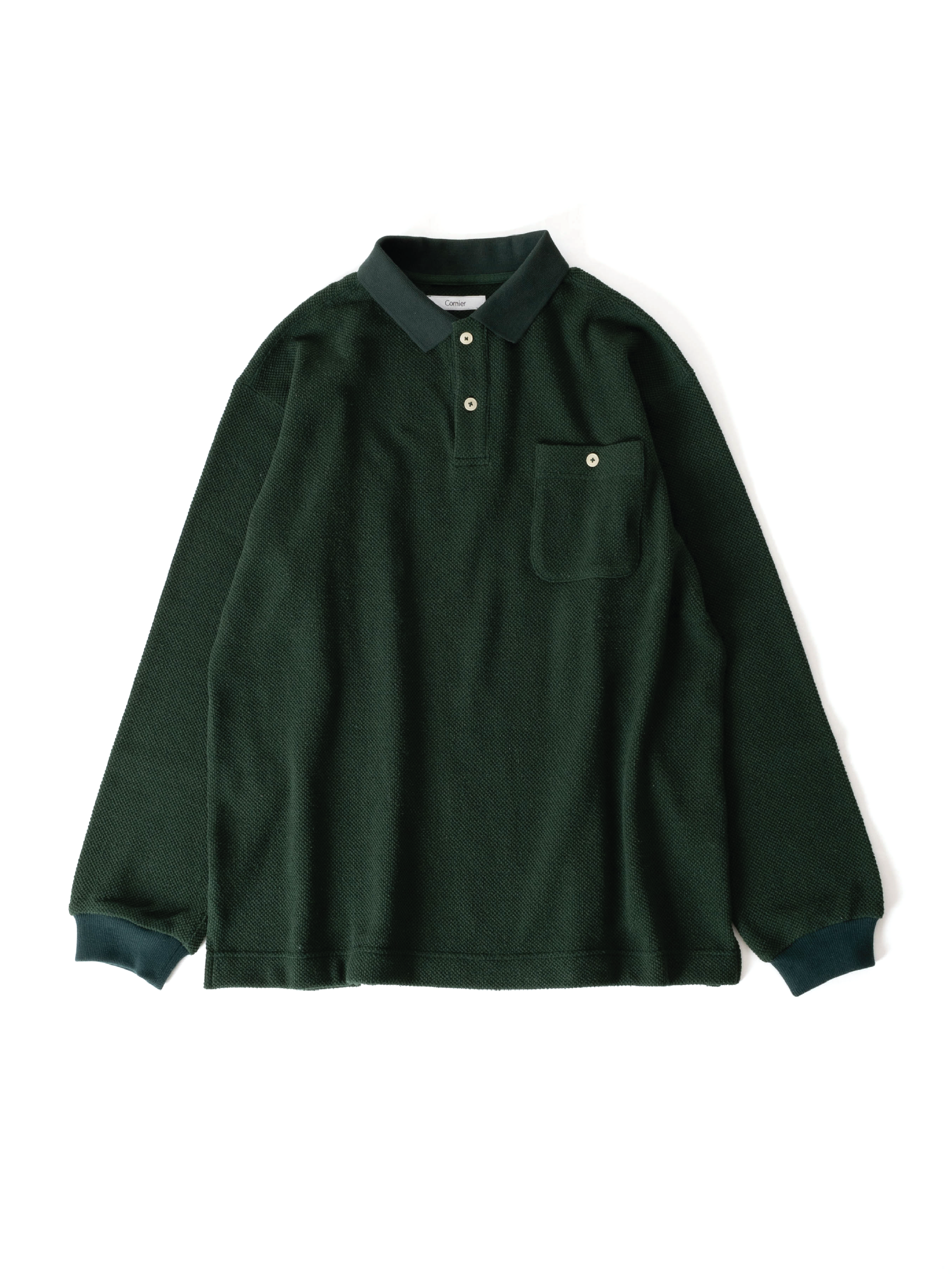 Cornier ポロシャツ コルニエ Sサイズ SILK NEP HEAVY MOSS STITCH POLO SHIRTS|DARK GREEN – Cornier